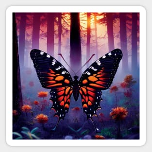 Monarch Butterfly and Flowers Sticker